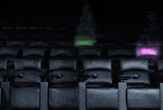 Spotlight on pink and green seats with prizes
