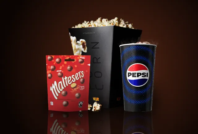 Snack combo with Pepsi, popcorn and Maltesers