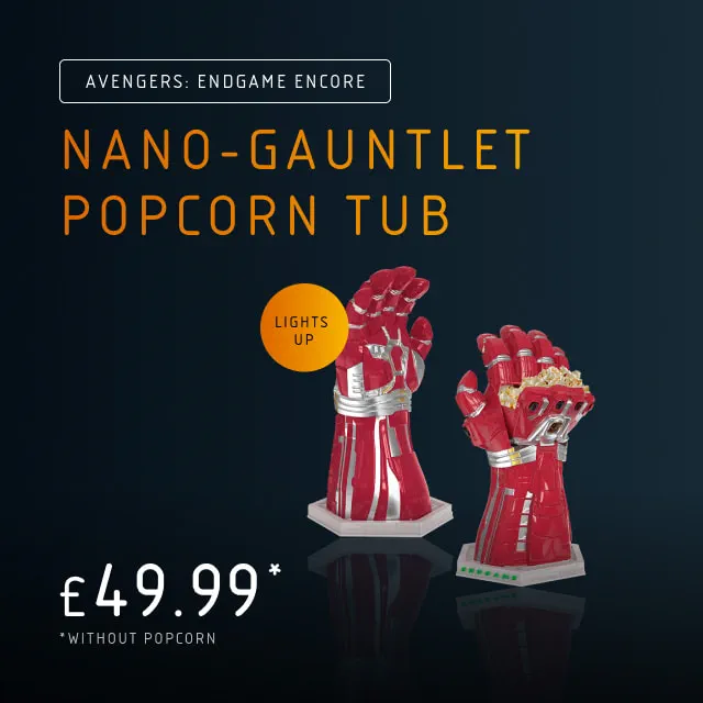 Get Avengers Endgame Encore merchandise now at Vue - Nano Gauntlet Popcorn Tub