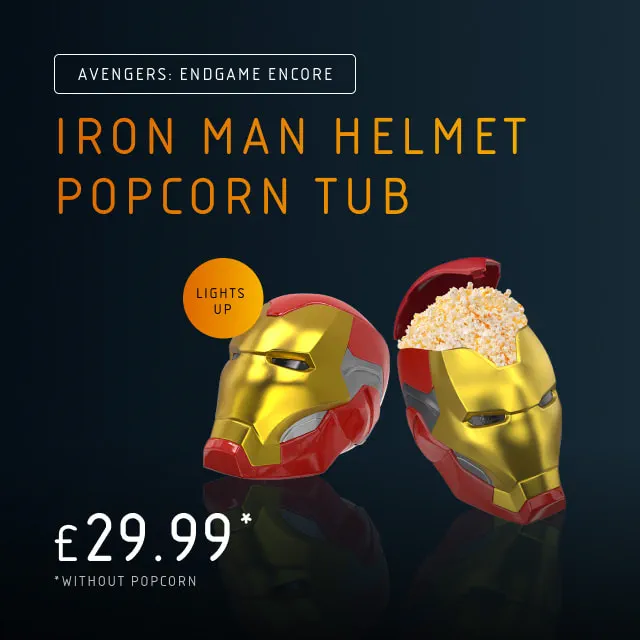 Get Avengers Endgame Encore merchandise now at Vue - Iron Man Helmet Popcorn Tub